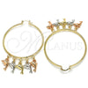 Oro Laminado Large Hoop, Gold Filled Style Dolphin Design, Polished, Tricolor, 02.63.2664.55