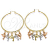 Oro Laminado Large Hoop, Gold Filled Style Dolphin Design, Polished, Tricolor, 02.63.2664.55 for wholesale, main product view