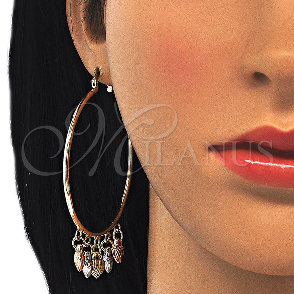 Gold Filled Hoop Earrings — Large Hoop Heart Design Polished Tricolor 02.63. — alternate product view — SKU 125579 | Oro Laminado aretes de aro — Large Hoop corazón diseño pulido Tricolor 02.63. — SKU 125579