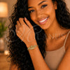Oro Laminado Fancy Bracelet, Gold Filled Style Crown and Guadalupe Design, with White Crystal, Polished, Golden Finish, 03.253.0029.07 (05 MM Thickness, 7 Inches Length)