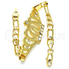 Oro Laminado Fancy Bracelet, Gold Filled Style Crown and Guadalupe Design, with White Crystal, Polished, Golden Finish, 03.253.0029.07 (05 MM Thickness, 7 Inches Length)