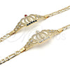 Oro Laminado Fancy Bracelet, Gold Filled Style Crown and Guadalupe Design, with White Crystal, Polished, Golden Finish, 03.253.0029.07 (05 MM Thickness, 7 Inches Length)