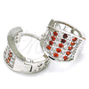 Rhodium Gold Filled Huggie Hoop, with Garnet and White Cubic Zirconia, Polished, Rhodium Finish, 02.217.0068.3.15