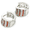 Rhodium Gold Filled Huggie Hoop, with Garnet and White Cubic Zirconia, Polished, Rhodium Finish, 02.217.0068.3.15