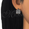 Rhodium Gold Filled Huggie Hoop, with Black and White Cubic Zirconia, Polished, Rhodium Finish, 02.217.0068.5.15
