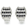 Rhodium Gold Filled Huggie Hoop, with Black and White Cubic Zirconia, Polished, Rhodium Finish, 02.217.0068.5.15