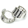 Rhodium Gold Filled Huggie Hoop, with Black and White Cubic Zirconia, Polished, Rhodium Finish, 02.217.0068.5.15