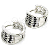Rhodium Gold Filled Huggie Hoop, with Black and White Cubic Zirconia, Polished, Rhodium Finish, 02.217.0068.5.15