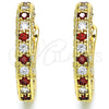 Oro Laminado Huggie Hoop, Gold Filled Style with Garnet and White Cubic Zirconia, Polished, Golden Finish, 02.217.0024.2.15