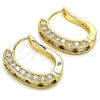 Oro Laminado Huggie Hoop, Gold Filled Style with Garnet and White Cubic Zirconia, Polished, Golden Finish, 02.217.0024.2.15