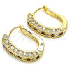 Oro Laminado Huggie Hoop, Gold Filled Style with Garnet and White Cubic Zirconia, Polished, Golden Finish, 02.217.0024.2.15