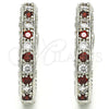 Rhodium Gold Filled Huggie Hoop, with Garnet and White Cubic Zirconia, Polished, Rhodium Finish, 02.217.0024.3.15