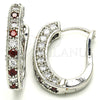Rhodium Gold Filled Huggie Hoop, with Garnet and White Cubic Zirconia, Polished, Rhodium Finish, 02.217.0024.3.15