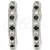Rhodium Gold Filled Huggie Hoop, with Black and White Cubic Zirconia, Polished, Rhodium Finish, 02.217.0024.5.15
