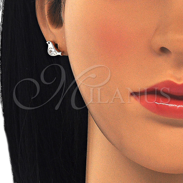 Sterling Silver Ring — Stud Earring Bird Design with White and Black — alternate product view — SKU 125609 | Plata 925 anillo — Stud Earring Bird diseño with blanco and negro — SKU 125609