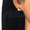 Sterling Silver Stud Earring, Bird Design, with White and Black Cubic Zirconia, Polished, Rose Gold Finish, 02.336.0021.1