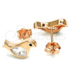 Sterling Silver Stud Earring, Bird Design, with White and Black Cubic Zirconia, Polished, Rose Gold Finish, 02.336.0021.1