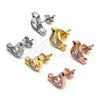 Sterling Silver Stud Earring, Bird Design, with White and Black Cubic Zirconia, Polished, Rose Gold Finish, 02.336.0021.1