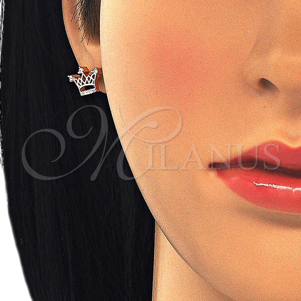 Sterling Silver Ring — Stud Earring Crown Design with White Cubic Zirconia — alternate product view — SKU 125612 | Plata 925 anillo — Stud Earring Crown diseño with blanco Cubic Zirconia — SKU 125612