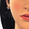 Sterling Silver Stud Earring, Crown Design, with White Cubic Zirconia and White Crystal, Polished, Rose Gold Finish, 02.336.0079.1