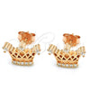 Sterling Silver Stud Earring, Crown Design, with White Cubic Zirconia and White Crystal, Polished, Rose Gold Finish, 02.336.0079.1