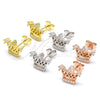 Sterling Silver Stud Earring, Crown Design, with White Cubic Zirconia and White Crystal, Polished, Rose Gold Finish, 02.336.0079.1
