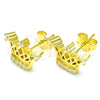Sterling Silver Stud Earring, Crown Design, with White Cubic Zirconia and White Crystal, Polished, Golden Finish, 02.336.0079.2
