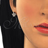 Sterling Silver Stud Earring, Crown Design, with White Cubic Zirconia, Polished, Rose Gold Finish, 02.336.0052.1