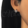 Sterling Silver Stud Earring, Crown Design, with White Cubic Zirconia, Polished, Rose Gold Finish, 02.336.0052.1