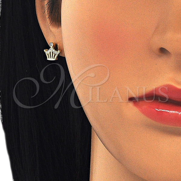 Sterling Silver Ring — Stud Earring Crown Design with White Cubic Zirconia — alternate product view — SKU 125615 | Plata 925 anillo — Stud Earring Crown diseño with blanco Cubic Zirconia — SKU 125615