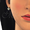 Sterling Silver Stud Earring, Crown Design, with White Cubic Zirconia, Polished, Golden Finish, 02.336.0052.2