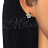 Sterling Silver Stud Earring, Crown Design, with White Cubic Zirconia, Polished, Golden Finish, 02.336.0052.2
