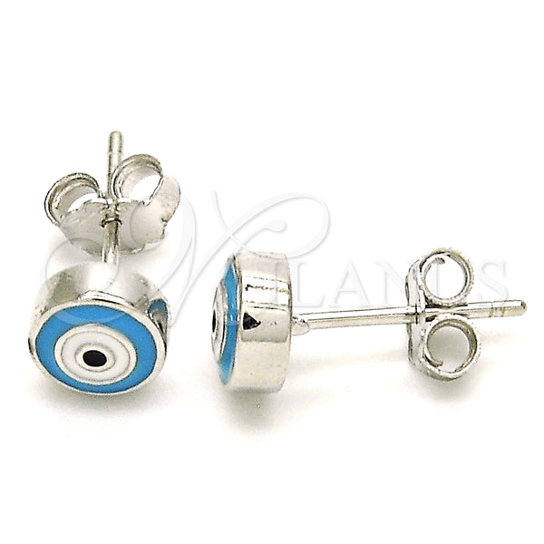 Sterling Silver Ring — Stud Earring Evil Eye Design Azul claro Enamel — main product view — SKU 125625 | Plata 925 anillo — Stud Earring Evil Eye diseño Azul claro Enamel — SKU 125625