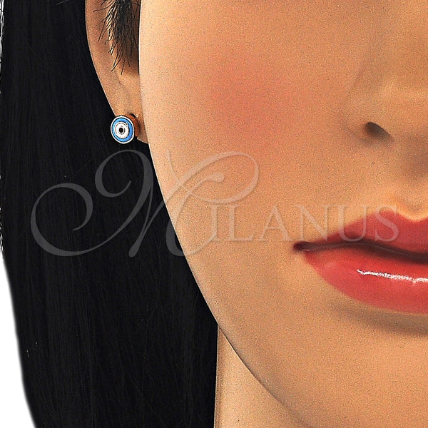 Sterling Silver Ring — Stud Earring Evil Eye Design Azul claro Enamel — alternate product view — SKU 125626 | Plata 925 anillo — Stud Earring Evil Eye diseño Azul claro Enamel — SKU 125626