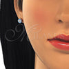Sterling Silver Stud Earring, Evil Eye Design, Azul claro Enamel Finish, Rose Gold Finish, 02.336.0092.1