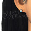Sterling Silver Stud Earring, Evil Eye Design, Azul claro Enamel Finish, Rose Gold Finish, 02.336.0092.1