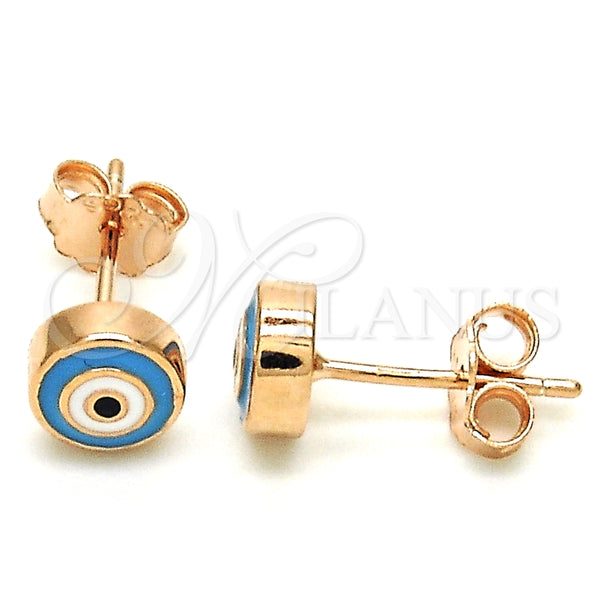 Sterling Silver Ring — Stud Earring Evil Eye Design Azul claro Enamel — main product view — SKU 125626 | Plata 925 anillo — Stud Earring Evil Eye diseño Azul claro Enamel — SKU 125626