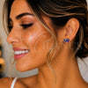 Sterling Silver Stud Earring, Elephant Design, Blue Enamel Finish, Golden Finish, 02.336.0093.2