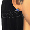 Sterling Silver Stud Earring, Elephant Design, Blue Enamel Finish, Golden Finish, 02.336.0093.2