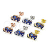 Sterling Silver Stud Earring, Elephant Design, Blue Enamel Finish, Golden Finish, 02.336.0093.2