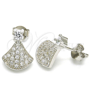 Sterling Silver Ring — Stud Earring with White Cubic Zirconia Polished 02. — main product view — SKU 125631 | Plata 925 anillo — Stud Earring with blanco Cubic Zirconia pulido 02. — SKU 125631
