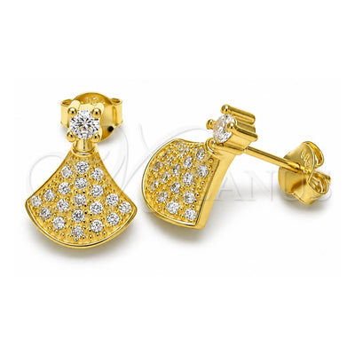 Sterling Silver Stud Earring, with White Cubic Zirconia, Polished, Golden Finish, 02.336.0094.2