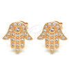 Sterling Silver Stud Earring, Hand of God Design, with White Cubic Zirconia, Polished, Rose Gold Finish, 02.336.0095.1
