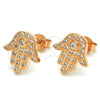 Sterling Silver Stud Earring, Hand of God Design, with White Cubic Zirconia, Polished, Rose Gold Finish, 02.336.0095.1