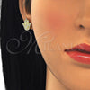 Sterling Silver Stud Earring, Hand of God Design, with White Cubic Zirconia, Polished, Golden Finish, 02.336.0095.2