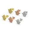 Sterling Silver Stud Earring, Judaica and Hand of God Design, with White Cubic Zirconia, Polished, Golden Finish, 02.336.0095.2