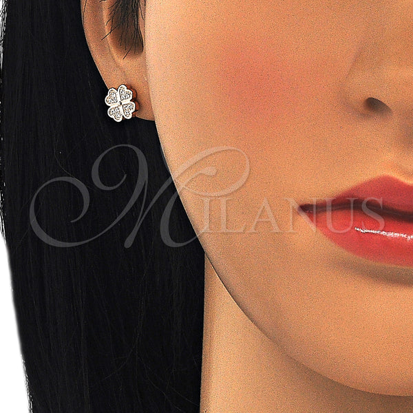Sterling Silver Ring — Stud Earring Four-leaf Clover Design with White Micro — alternate product view — SKU 125638 | Plata 925 anillo — Stud Earring Four-leaf Clover diseño with blanco Micro — SKU 125638