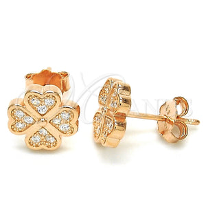 Sterling Silver Ring — Stud Earring Four-leaf Clover Design with White Micro — main product view — SKU 125638 | Plata 925 anillo — Stud Earring Four-leaf Clover diseño with blanco Micro — SKU 125638
