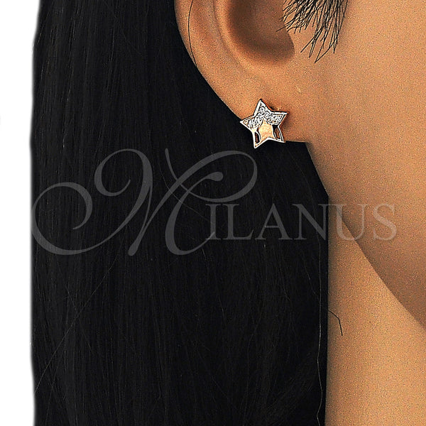 Sterling Silver Ring — Stud Earring Star Design with White Micro Pave — alternate product view — SKU 125640 | Plata 925 anillo — Stud Earring estrella diseño with blanco Micro Pave — SKU 125640