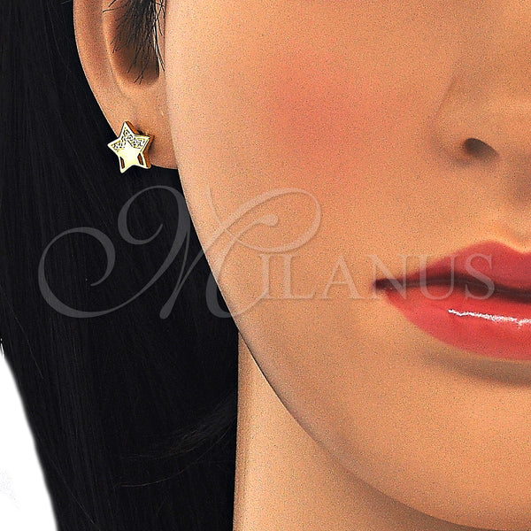 Sterling Silver Ring — Stud Earring Star Design with White Micro Pave — alternate product view — SKU 125642 | Plata 925 anillo — Stud Earring estrella diseño with blanco Micro Pave — SKU 125642